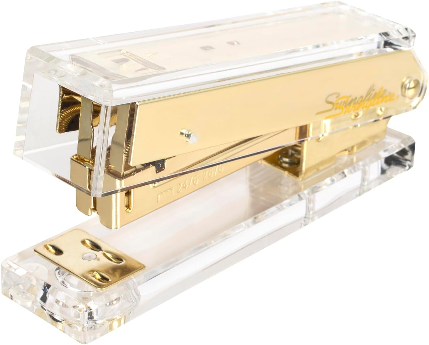 Stapler Half Strip - Compact Acrylic Gold Stapler, 20 Sheet