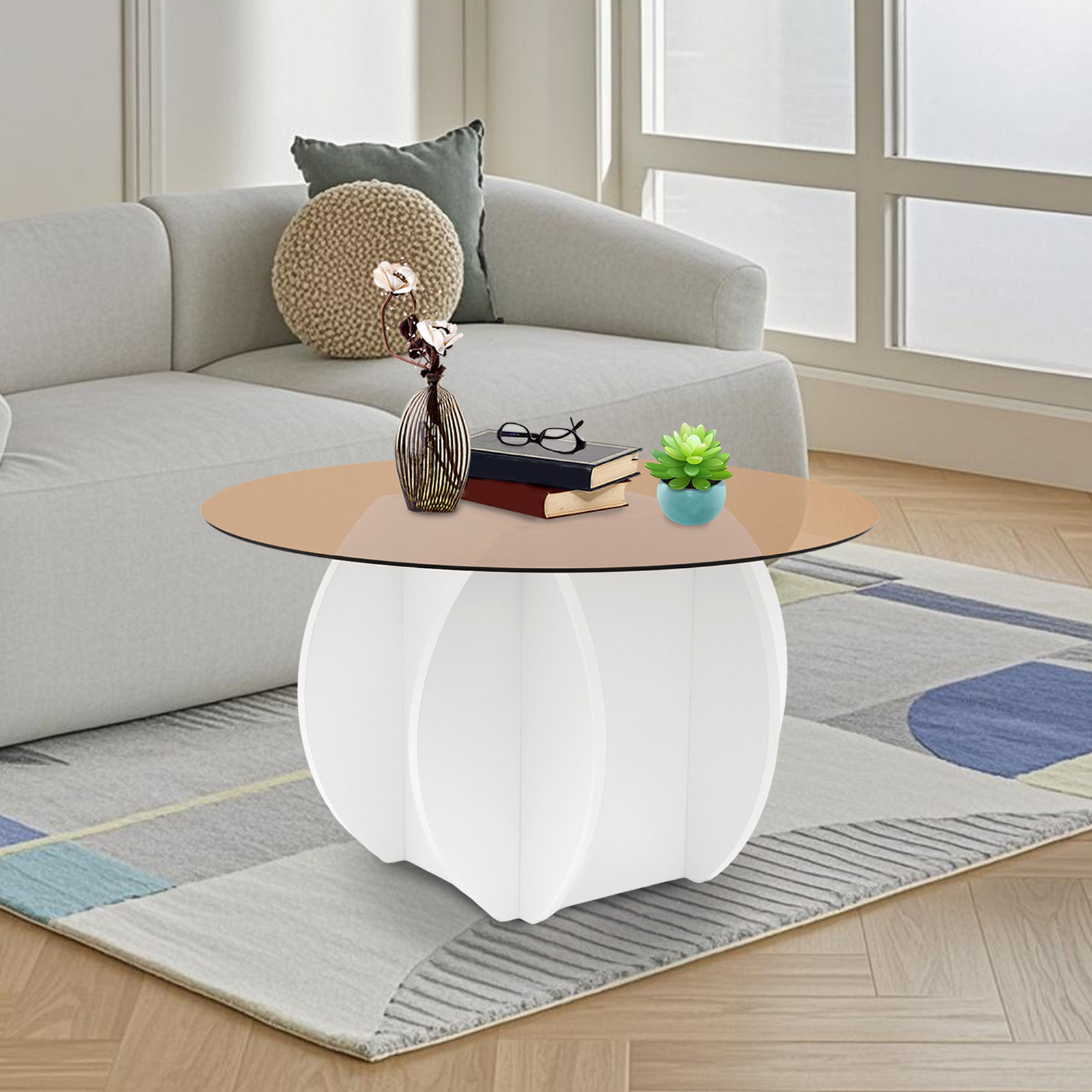 Modern Round Coffee Table 27.6 - Book Weight Glass recensione e prezzo