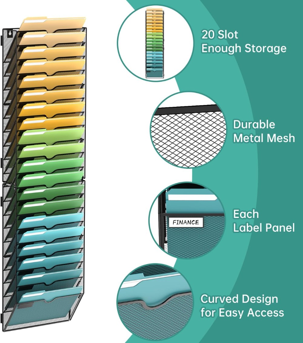 20 Tier Wall File Organizer, H - Magazine Holder Rack recensione e prezzo