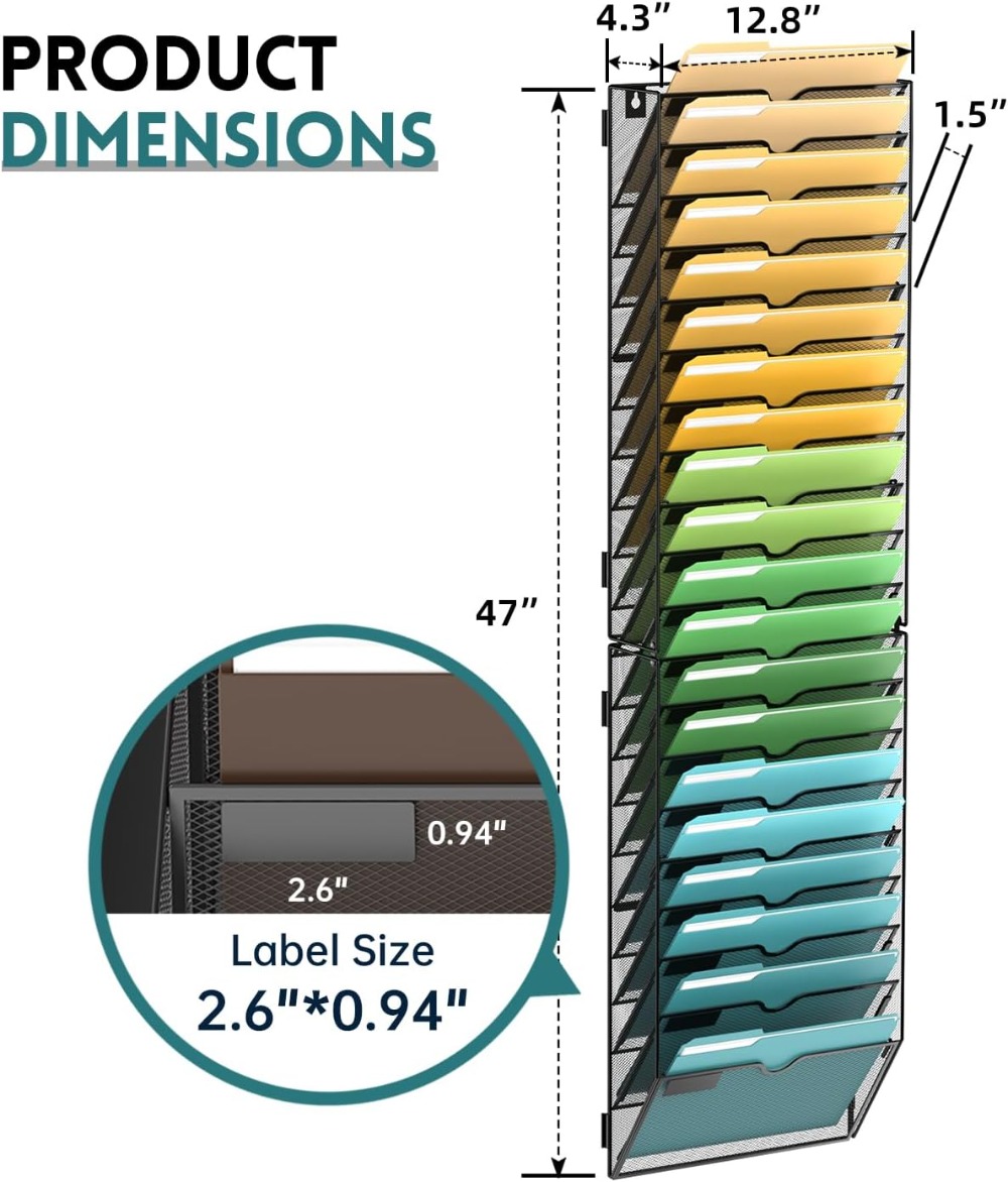 20 Tier Wall File Organizer, H - Magazine Holder Rack recensione e prezzo