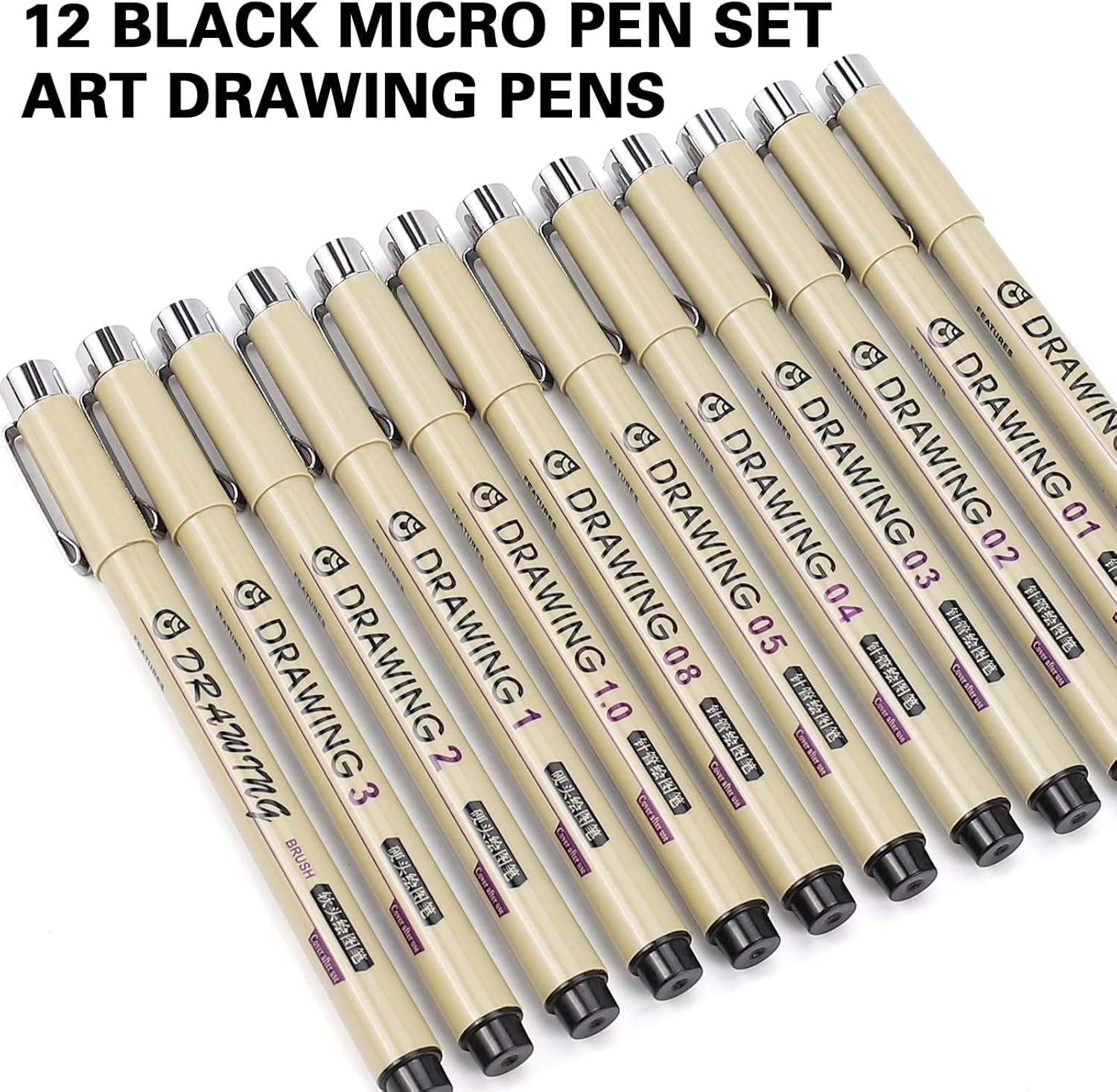 12 Black Fine Line Drawing Pen - Archive Box Set recensione e prezzo