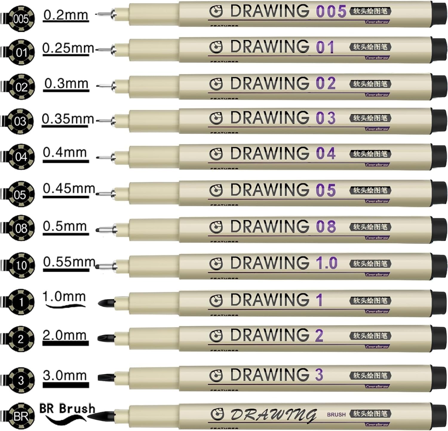 12 Black Micro Fineliner Drawi - Archive Box Set recensione e prezzo