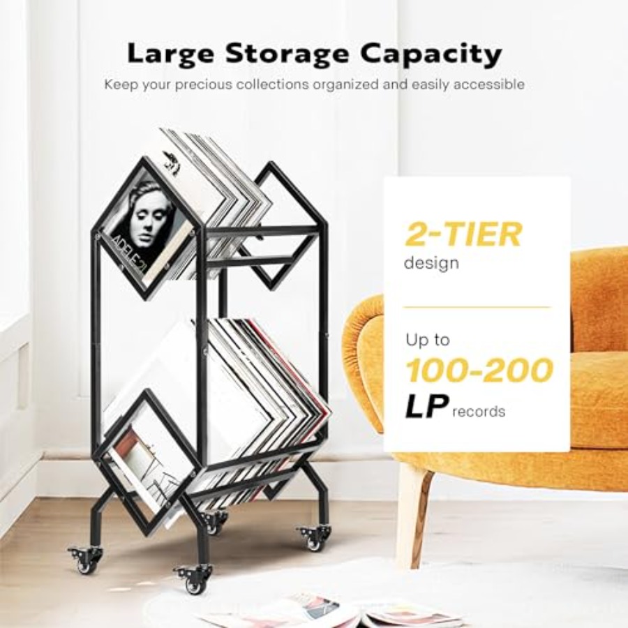 Vinyl Record Storage Rack, 2 T - Magazine Holder Rack recensione e prezzo