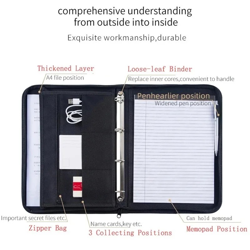 Large Black Business Portfolio - Binder A4 Lever recensione e prezzo