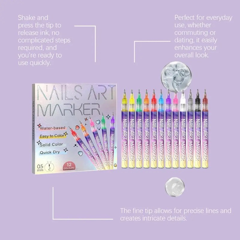 12Pcs/Set Multicolor Nail Art  - Correction Pen Fine recensione e prezzo