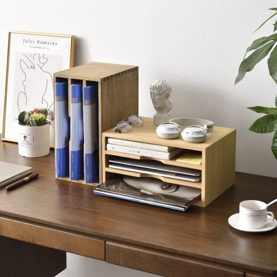 Wooden Desktop Organizer Paper - Magazine Holder Rack recensione e prezzo
