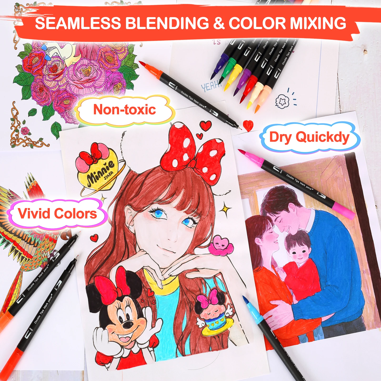 Dual Brush Marker Pens, 168 Co - Correction Pen Fine recensione e prezzo